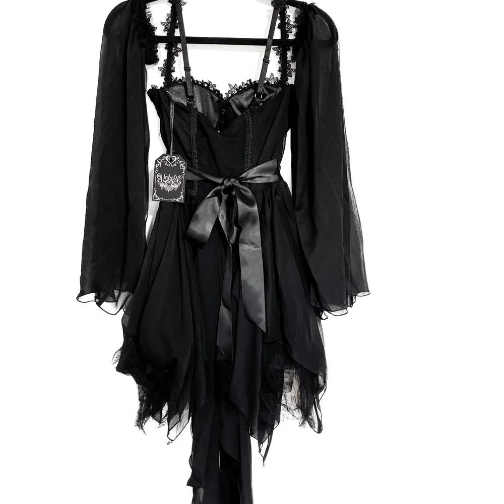 Unholy Minutes To Midnight Chiffon Dress - Picture 2 of 4